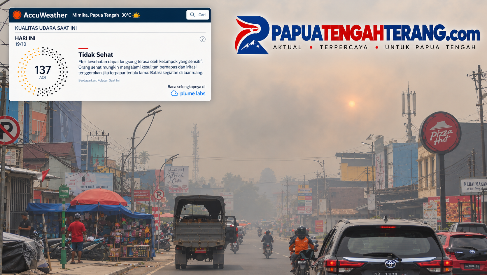 Waspada! Udara Mimika Tak Sehat, AQI Tembus 137, Kabut Asap dari Mana?