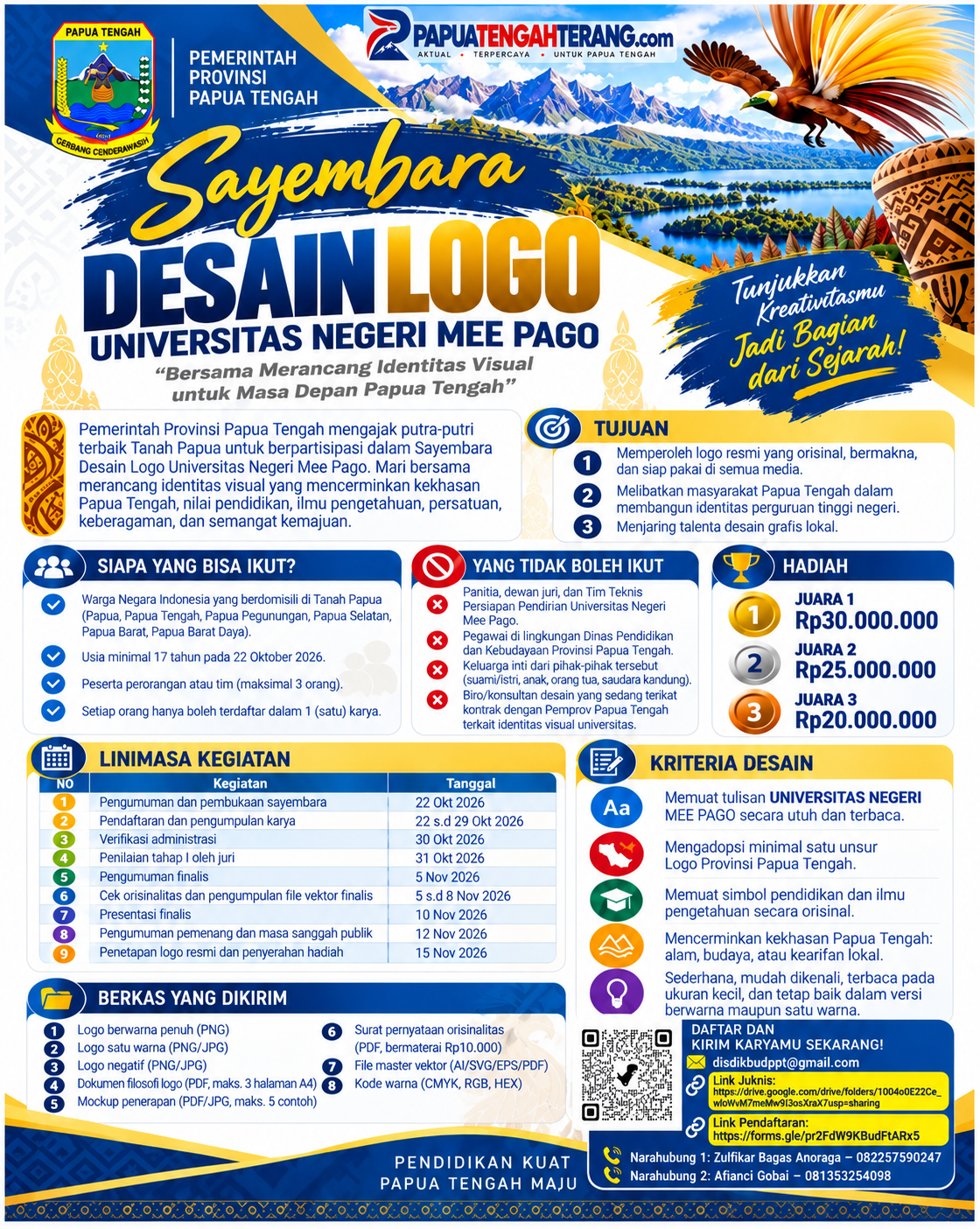 Hadiah Rp30 Juta Menanti! Pemprov Papua Tengah Buka Sayembara Logo Universitas Negeri Mee Pago